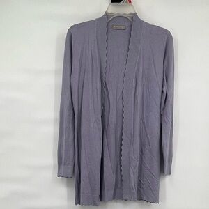 Evolution by Cyrus NWOT lavender rayon blend scalloped edge cardigan sweater